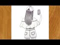 تعليم رسم بنت من الخلف تتصور سيلفي تعليم الرسم بقلم الرصاص للمبتدئين 