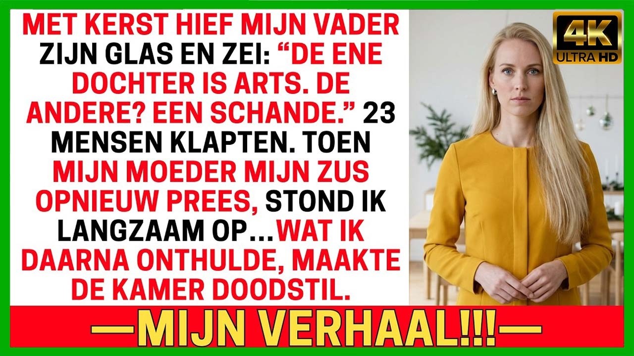 Op kerstavond, terwijl de hele familie aan tafel zat, hief mijn vader zijn glas en zei: "Nou ja, we kunnen niet allemaal winnaars zijn, nietwaar?" Drieëntwintig mensen lachten terwijl hij me...