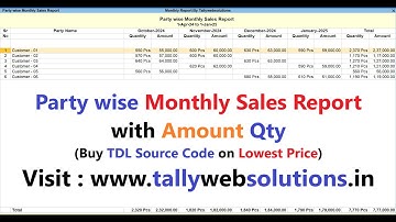 (Buy TDL Source Code Only Rs.450) Party wise Monthly Sales Report in Tally Prime | Tallywebsolutions