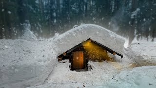 Hiding in a SMALL DUGOUT - Building of a Cozy Underground Log Cabin