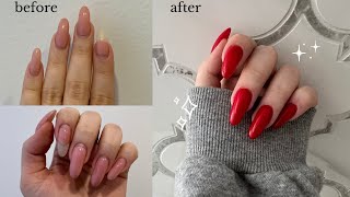 DIY nails at home  how I grow my NATURAL nails LONG with hard gel