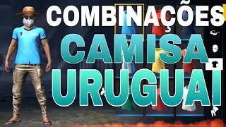 MELHORES COMBINAÇÕES DE ROUPAS NO FREE FIRE - CAMISA DE TIME URUGUAI SÓ COMBINAÇÕES TOP