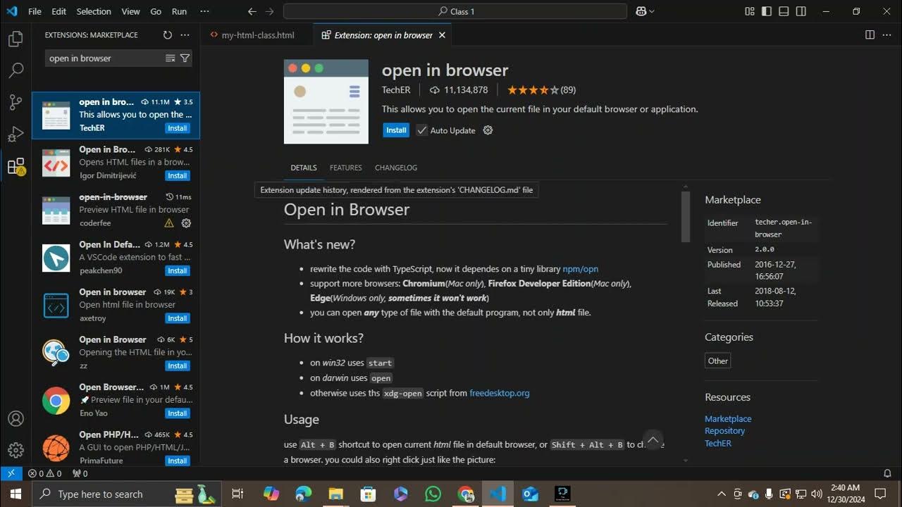 Microsoft Visual Studio Code - How to view HTML code in a browser - YouTube
