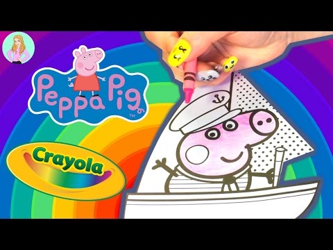 Coloring Book Pages Peppa Pig George With Crayola Crayons! | Tinkeroo Tv