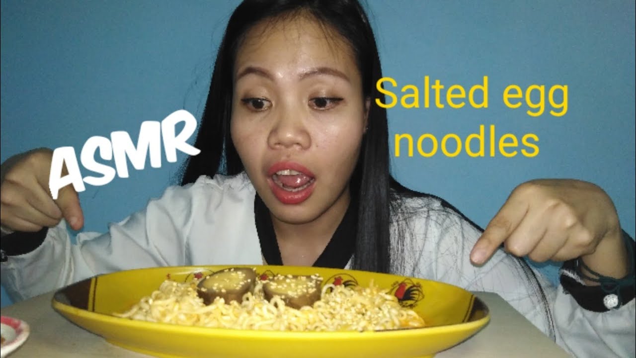 Spicy salted egg noodles eatingasmr asmr eatingsounds YouTube