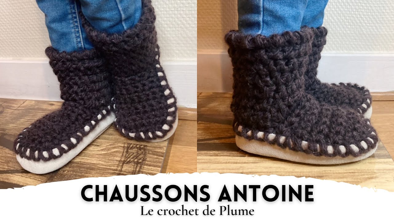 Chaussons chaussettes avec semelle en cuir