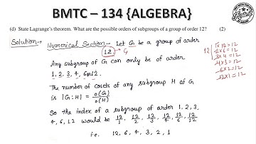 BMTC 134 Algebra Ques 1 d Solved Assignment 2025 with 100% Accuracy | BMTC 134 Solved Assignment