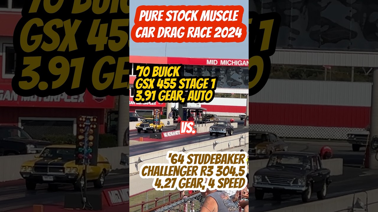 Дрэг-рейс на Buick GSX 455 Stage 1 1970 года против Studebaker Challenger R3 Pure Stock Muscle Ca...