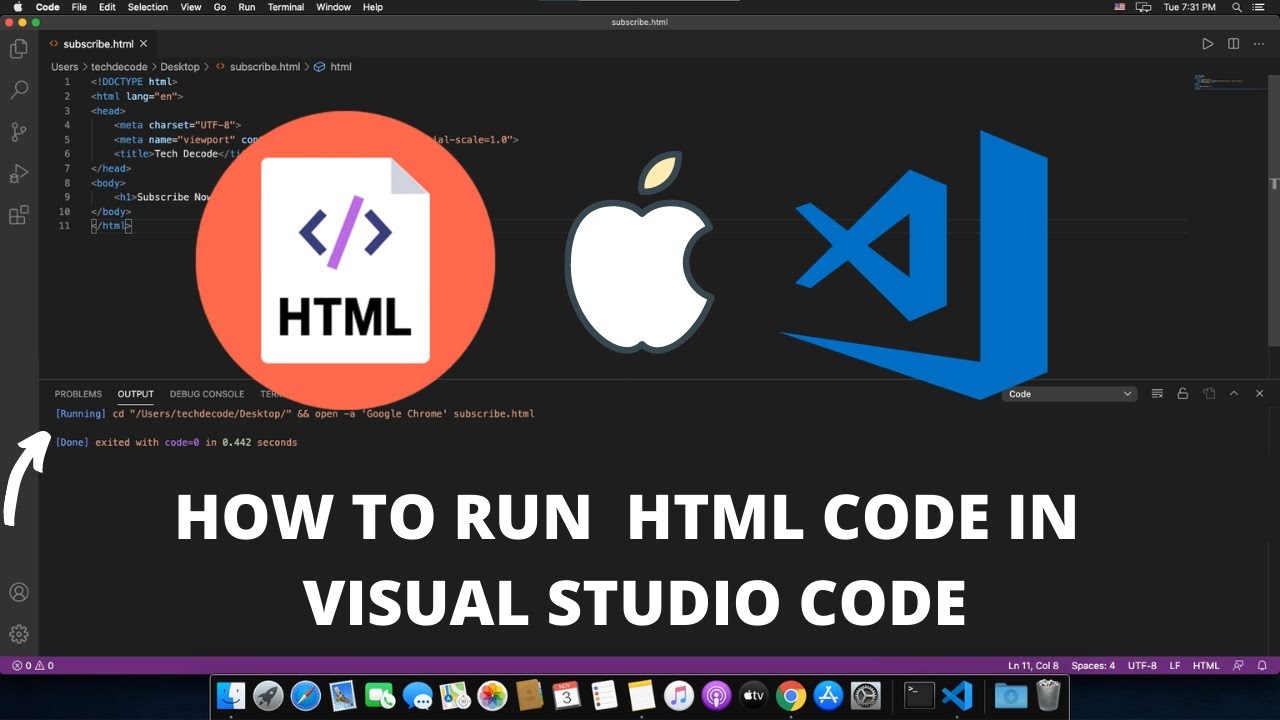 วิธีเขียนโค้ด html  Update  How to Run HTML in Visual Studio Code on Mac using Google Chrome 2022