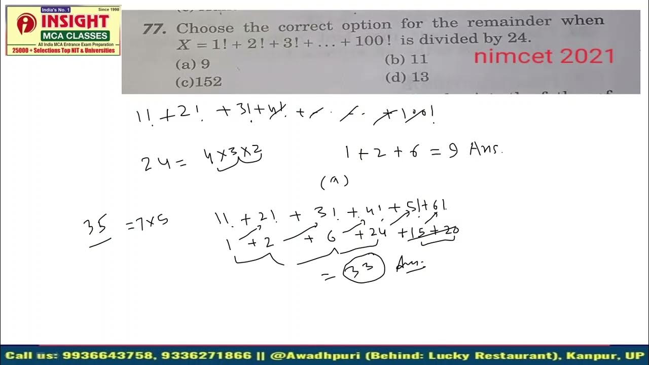 Important Question: Find remainder when 1! + 2! + 3! +….+2023! is ...
