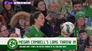 Megan Campbell's HUGE long throw-in v England 🤯 ☄️ screenshot 3