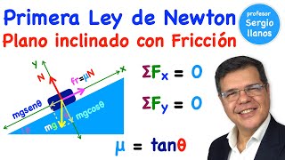 Primera Ley de Newton. Plano Inclinado con Fricción.