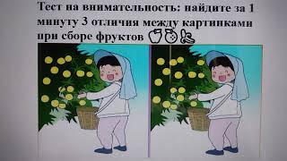 Тест на внимательность: найдите за 1 минуту 3 отличия между картинками при сборе фруктов 🍏🍊🍌