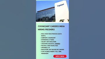 Cognizant Careers India Hiring Freshers | Link in Description | #shorts #job #cognizant #nonvoicejob