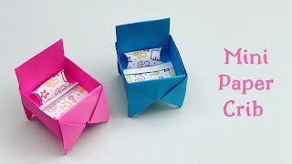 DIY MINI PAPER CRIB / DIY Doll Bunk Bed / Paper Crafts For School / Paper Craft / Mini Furniture