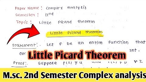 Little Picard Theorem In Complex analysis || Msc 2nd Semester Mathematics || Important Theorem ||