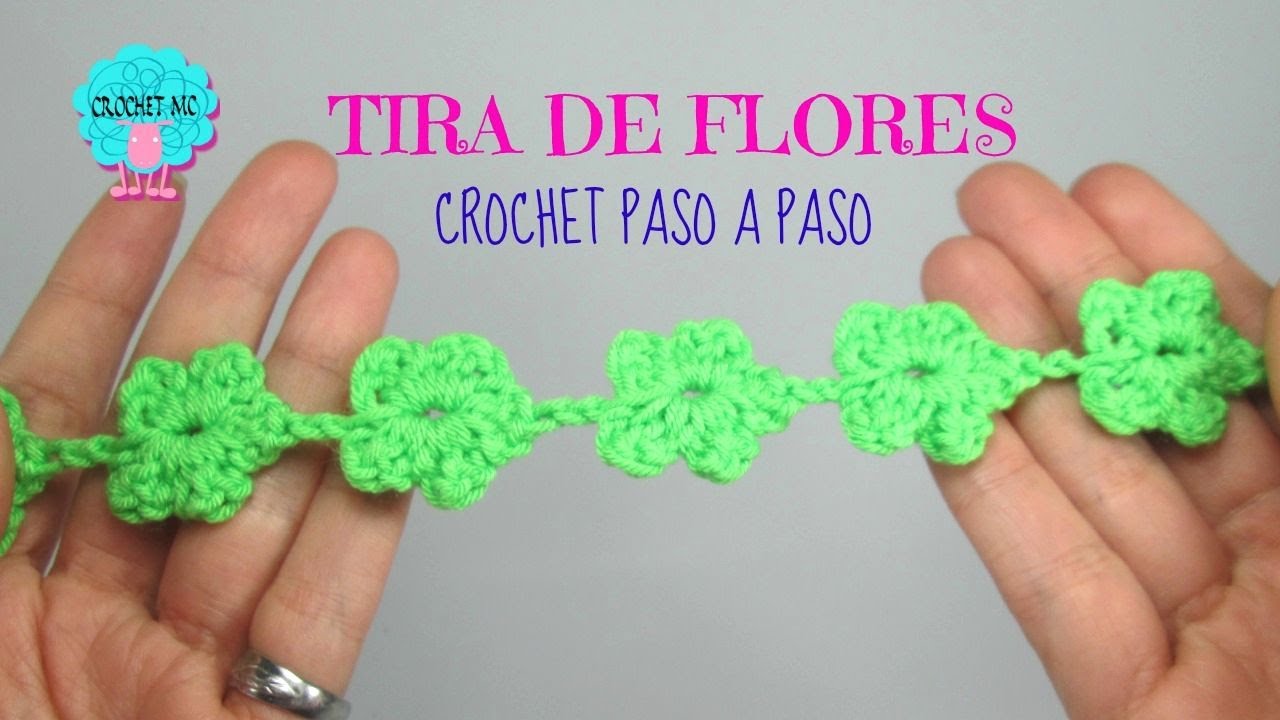 tira de flores a crochet - YouTube