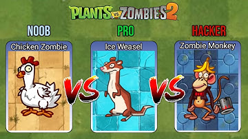 Chicken Zombie VS Ice Weasel VS Monkey Zombie Level 100 PvZ2 Zombie Vs Zombie