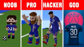 Minecraft NOOB vs PRO vs HACKER vs GOD: MESSI PSG STATUE HOUSE BUILD CHALLENGE in Minecraft