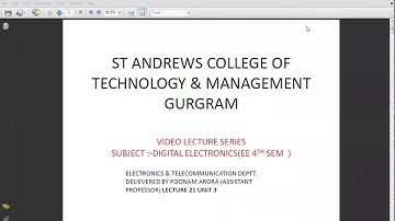 SAITM B.Tech EE SEM 4  DIGITAL ELECTRONICS UNIT 3 LECTURE 21