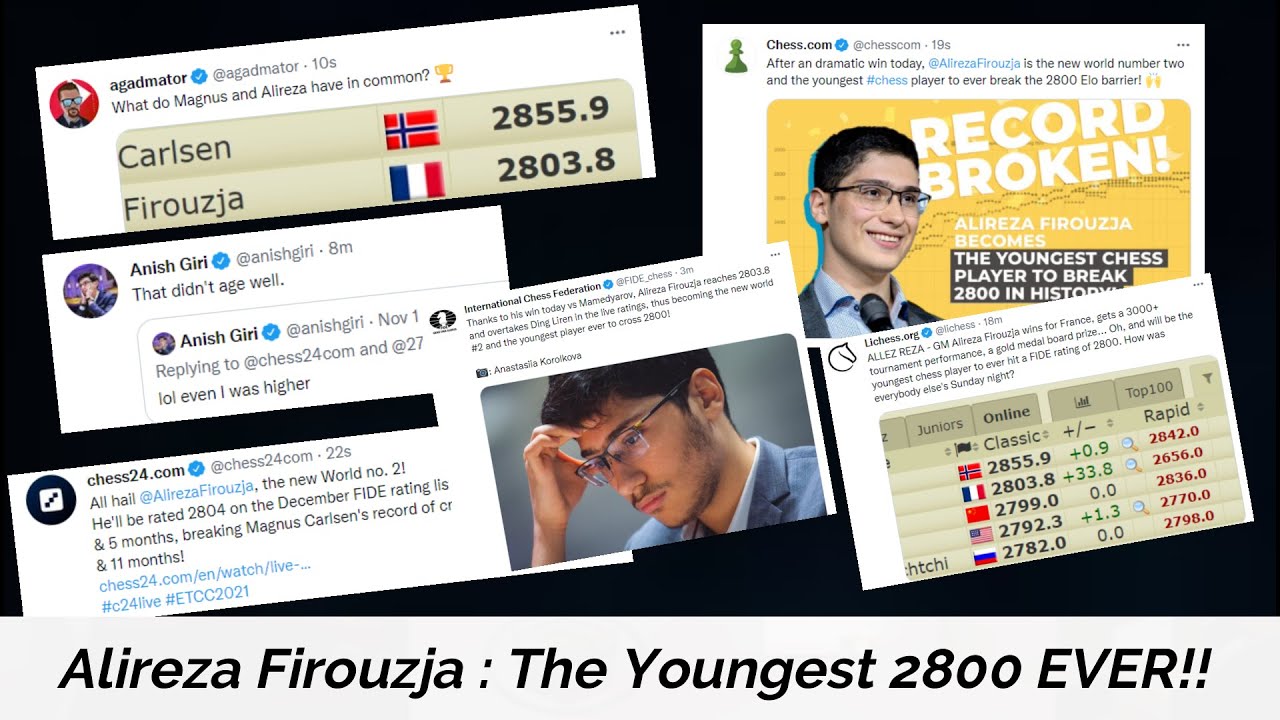 Alireza Firouzja Youngest Chess Player Ever To Break 2800 