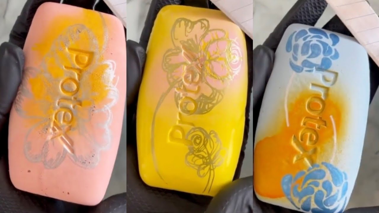 Colorful painted soap cutting asmr 🧼 👌 #asmrsoap #relaxing #subscribe 