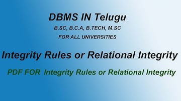 Integrity Rules or Relational Integrity in DBMS IN Telugu