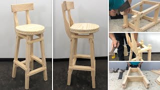 TABURETE ALTO CON RESPALDO MUY BONITO - TUTORIAL DE CARPINTERÍA