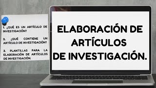 Elaboración de Artículos de Investigación / Ejemplo de Plantillas