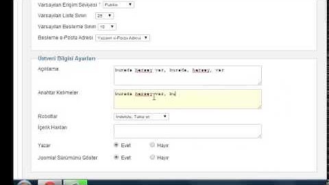 Joomla Seo,Meta,Metatag Ayarları