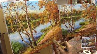 Октябрьский день. Мастер-класс на двух холстах. Autumn. Master class on two canvases by Oleg Buiko Октябрьский день. Мастер-класс на двух холстах. Autumn. Master class on two canvases by Oleg Buiko