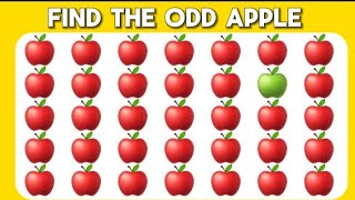 Find The Odd Emoji (🍎🍎🍎🍎🍏🍎🍎) | Emoji quiz