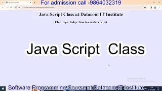 Javascript Function, Software Programming Course in Guwahati at Datacom IT Institutes #javascript