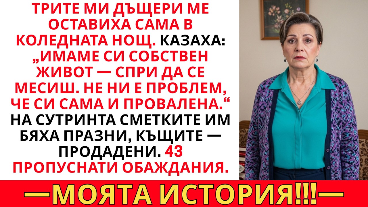 ТРИ ДЪЩЕРИ МЕ ОСТАВИХА НА КОЛЕДА — НА СУТРИНТА РАЗБРАХА, ЧЕ ДОСТЪПЪТ ДО СМЕТКИТЕ ИМ Е СПРЯН