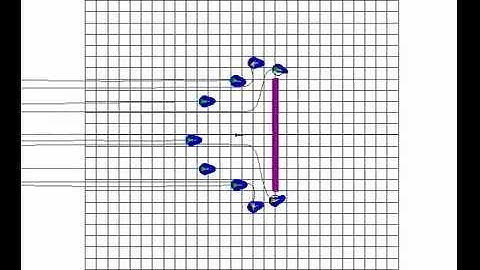 9 Robots Circle Formation vs Flat Obstacle - Simulation