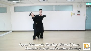 Foxtrot Open Telemark, Passing Natural Turn, Outside Swivel and Feather Ending