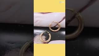 Video: Orecchini cerchio grosso in acciaio oro liscio spesso 5 mm da donna
