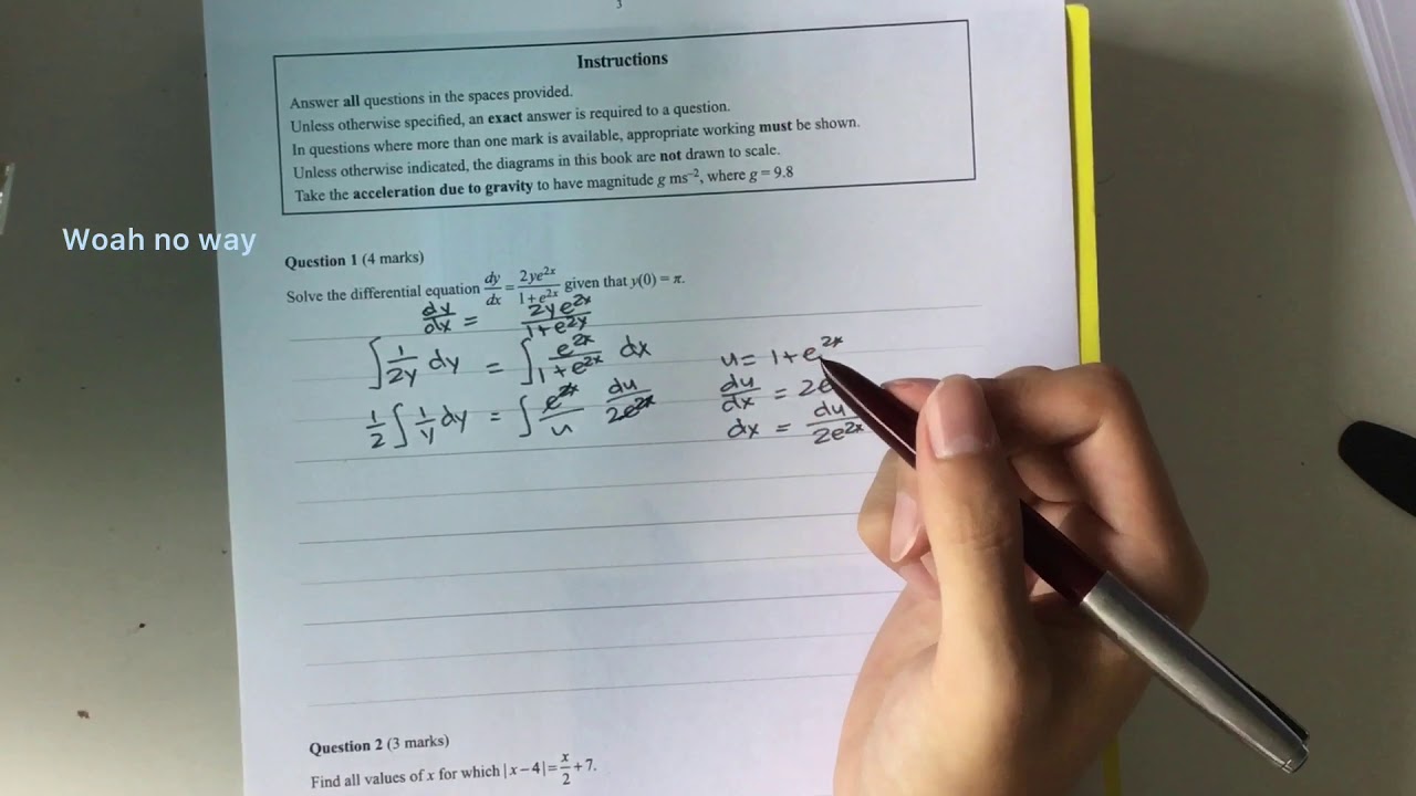 VCAA specialist 2019 exam 1 question 1 walkthrough YouTube