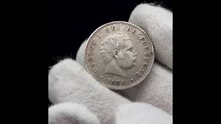 1891 500 Reis Portugal Coin Carlos I Silver