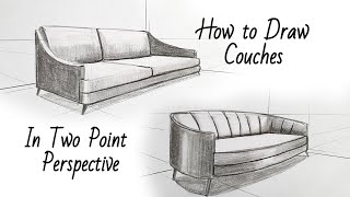 How to Draw Couches in Two Point Perspective screenshot 5