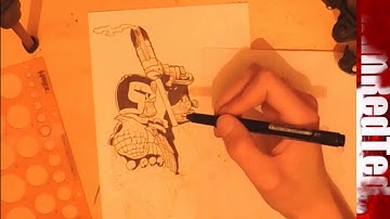 Judge Dredd ProMarker drawing for Kickstarter