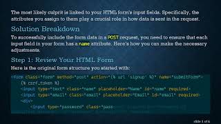 Resolving Missing request.POST Parameters in Django Signup Forms