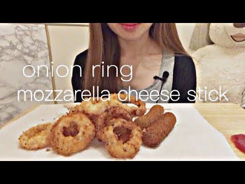 [ASMR／音フェチ／咀嚼音] オニオンリング cheese stick+onion ring* 양파 링 Eating Real Sound （no talking）