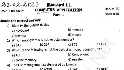 11th Computer Application 2nd Revision Exam Question Paper 2025/11th CA 2nd Revision Question Paper