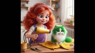 GESSY GREEN CAT  TRUE LOVE NEVER ENDS❤ #cat  #cute #aiimages #love #aicat #cutecat #funny