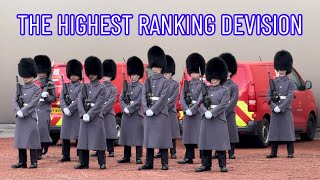 Coldstream Guards get ready for Changing of the Guard at Buckingham Palace (Front Row View)