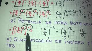 Propiedades de la potenciación y la radicación de fracciones.