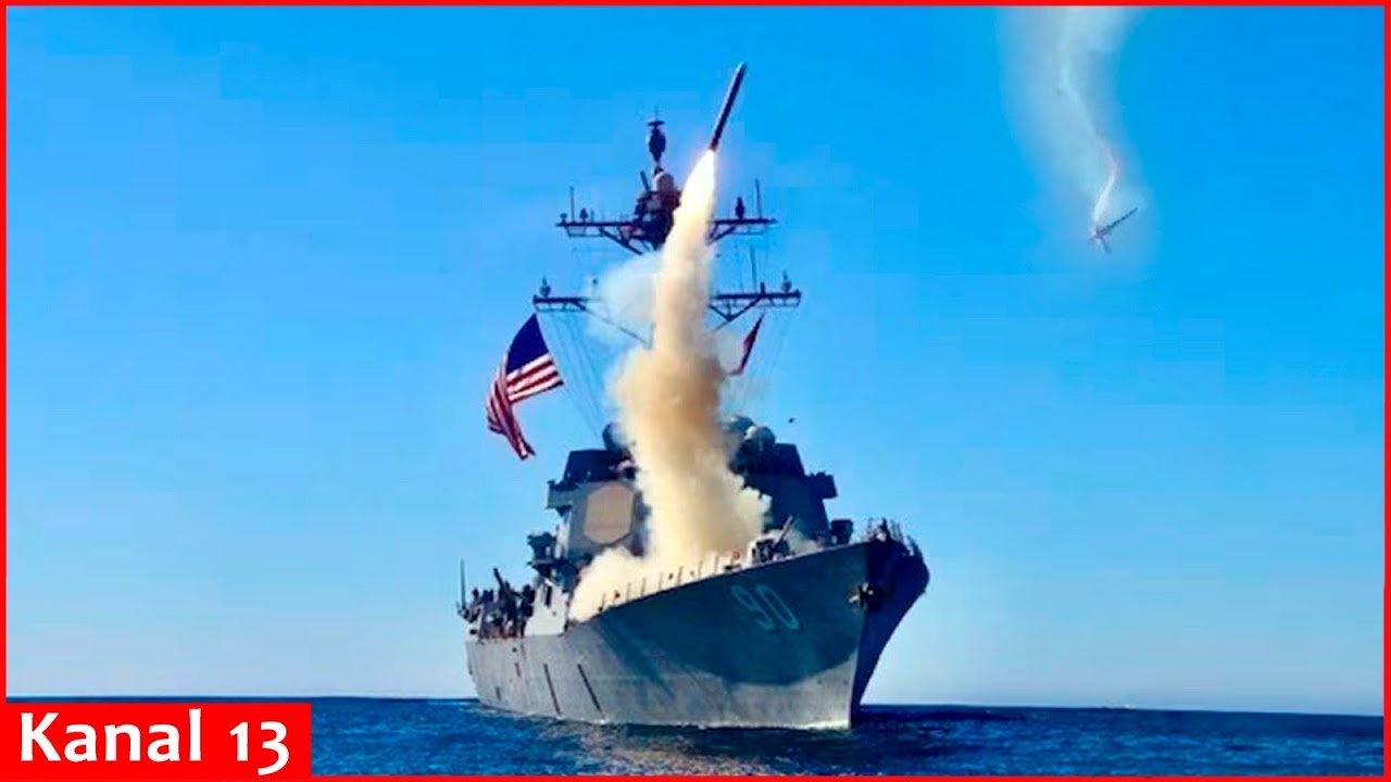 US warship downs Iranian drone launched from Yemen - YouTube
