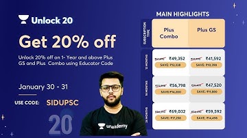Unlock 20% off on all Unacademy Subscriptions | Offer Valid on 30th & 31st Jan | Use code: SIDUPSC