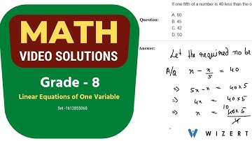 Math Linear Equations of One Variable problems for 8th Grade - Set 1612855060